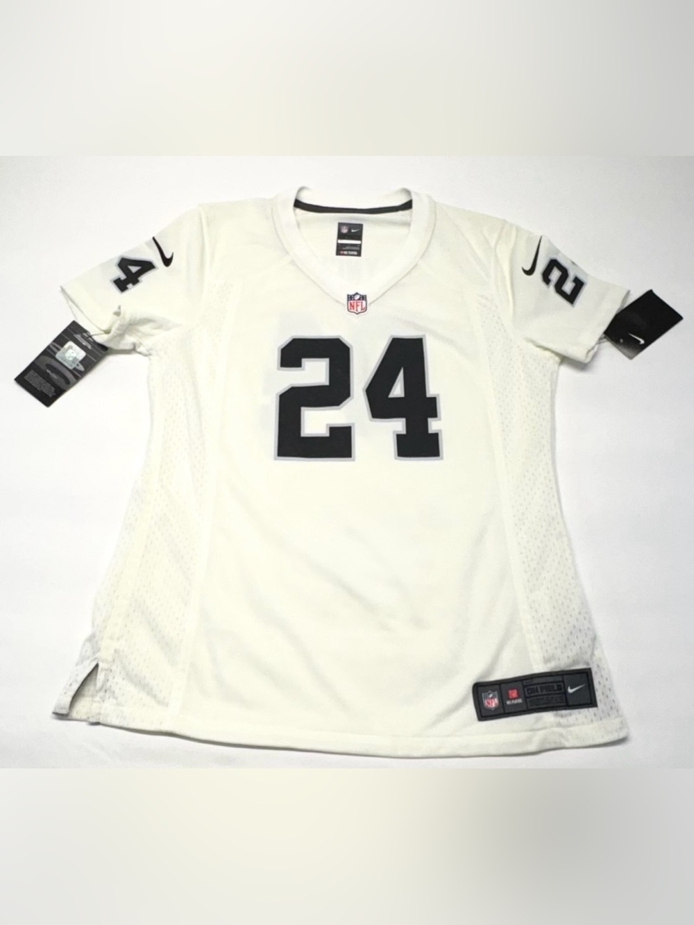 Nike Women's White NFL Jersey #24 with Black Numbers Size Small
